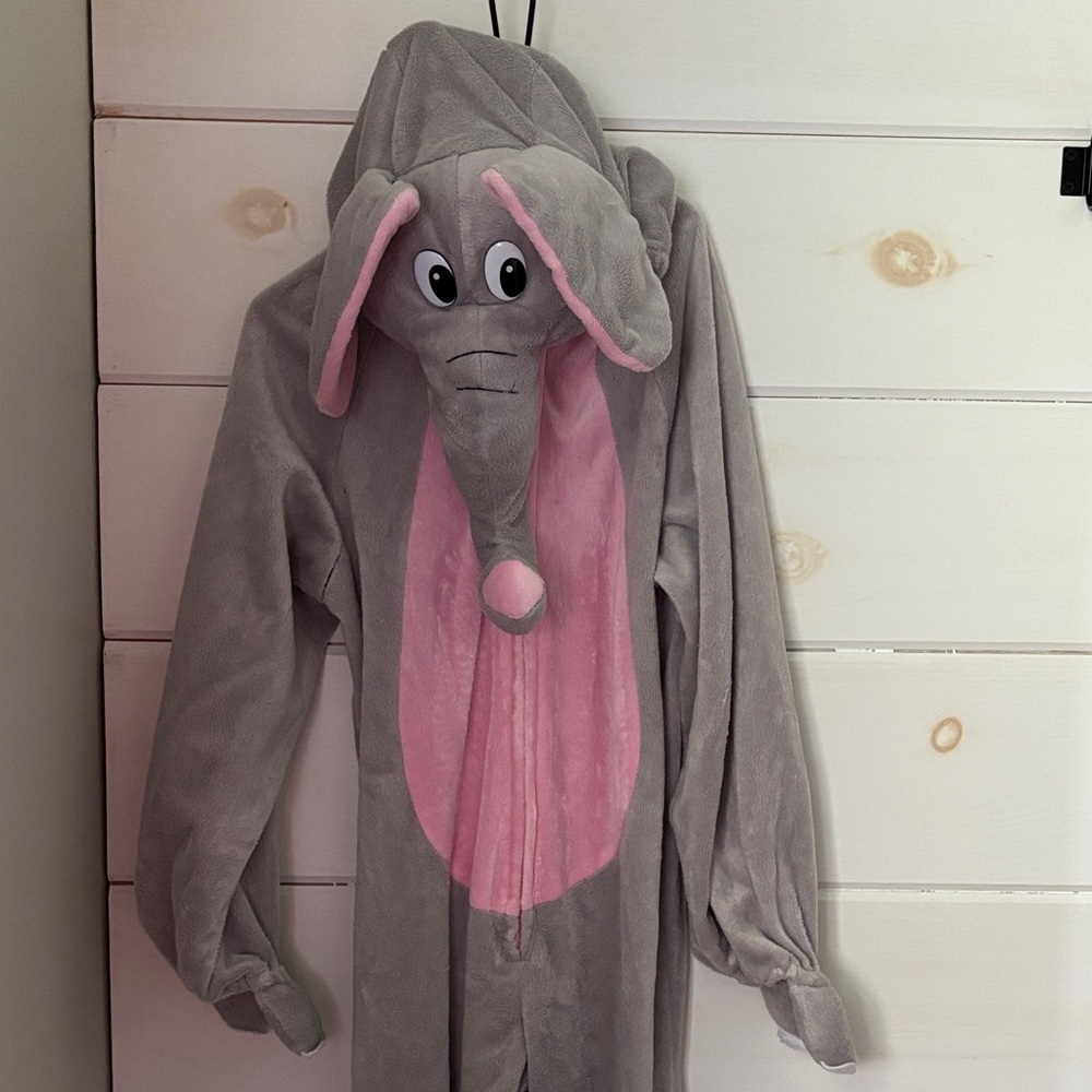 Gray and Pink Elephant Onesie